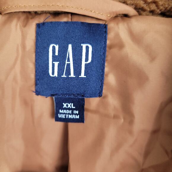 Gap brown sherpa double breasted teddy coat Size XXL Retro Cozycore Cabin - Picture 3 of 9